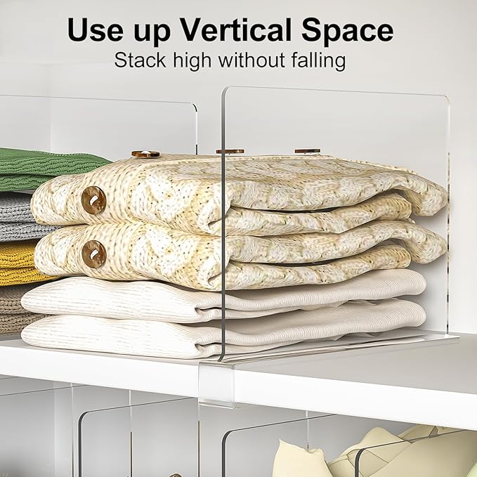 Shelf Dividers Purse Organizer for Closet: 6-Pack Acrylic Bag Storage Organizer - Image 4
