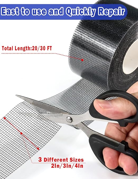 Wohohoho Window Screen Repair Tape, 3 in X 40 FT Black Screen Patch Repair Kit - Image 4