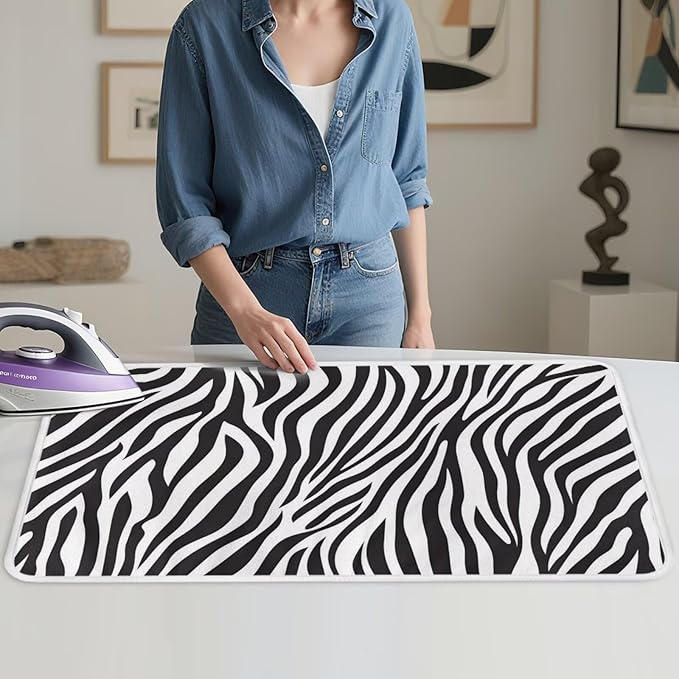 Zebra Print Ironing Mat Portable Iron Pad Magnetic Cover and Padding - Image 4