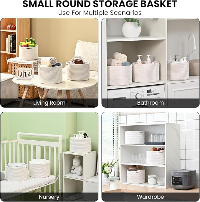 Small Storage Baskets for Organizing, Organizer Baskets for Shelves, Woven - Image 5