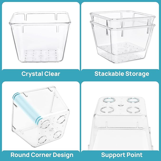 Vtopmart 15 PCS Clear Plastic Drawer Organizers Set, 4-Size Versatile Bathroom - Image 7