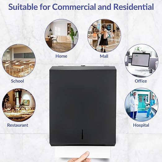 Paper Towel Dispenser Wall Mount, Matte Black Stainless Steel Commercial Paper - Image 6