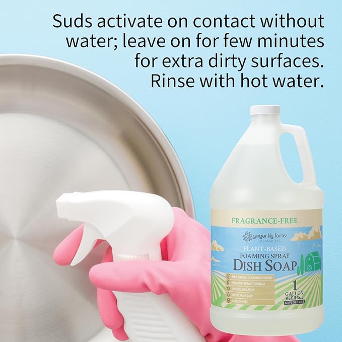 Ginger Lily Farms Botanicals Plant-Based Foaming Spray Dish Soap, Concentrated - Image 4