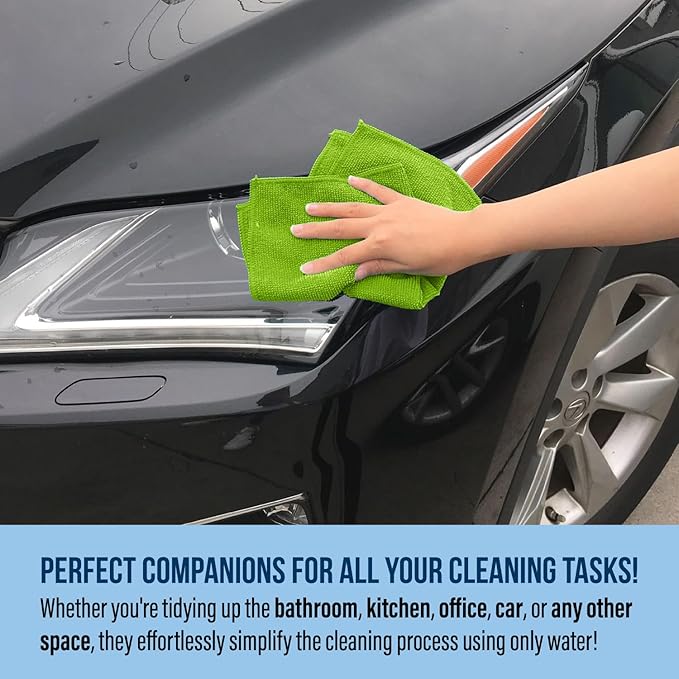 GREEN LIFESTYLE Chamois Cloth, Microfiber Cleaning Cloth 12 Pack, Borderless - Image 3