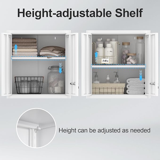 Metal Wall Cabinet, Garage Wall Mounted Cabinets, Steel Locking Cabinet - Image 5