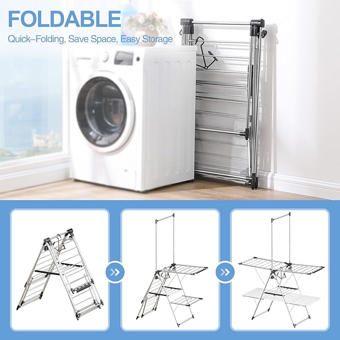APEXCHASER Clothes Drying Rack, Foldable 2-Level Drying Racks - Image 5