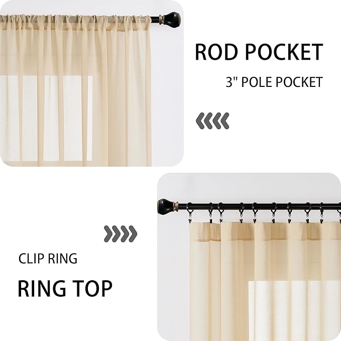 Tollpiz Sheer Curtain Closet Linen Textured Curtain Sheers Doorway Light - Image 5