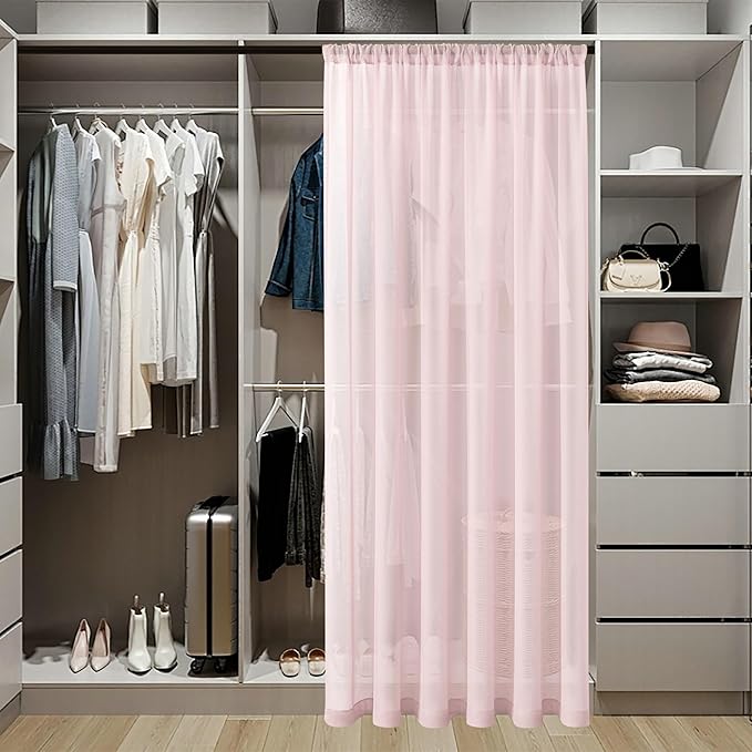 Tollpiz Sheer Door Curtains Closet Linen Textured Curtains Sheer Doorway Light - Image 3