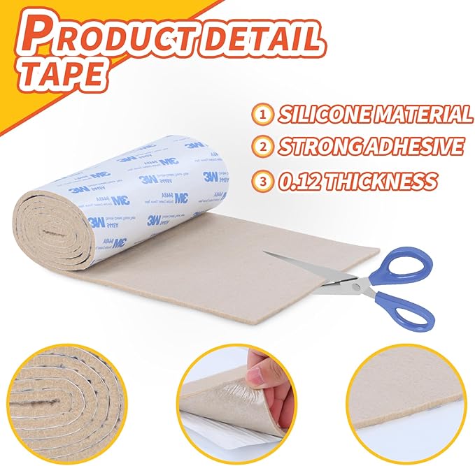 Felt Furniture Pads, Heavy Duty Felts Strip Roll - Image 6