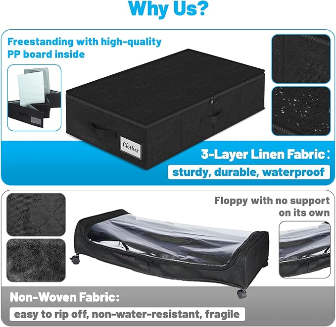 Under Bed Storage Container Bins 2 Pack, 4.5 Inch Slim Low Profile Underbed - Image 8