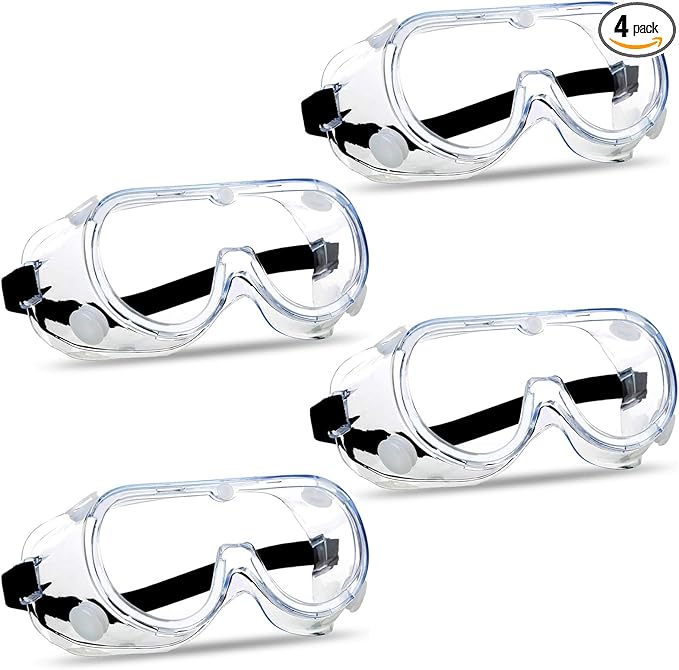 Super More 4PCS Anti-Fog Protective Safety Goggles Clear Lens Wide-Vision by SuperMore