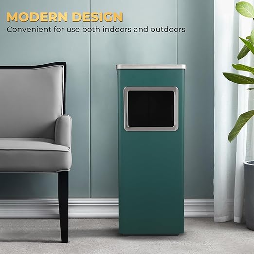 Trash Can Outdoor Waste Container Square Stainless Steel Trash Can - Image 5