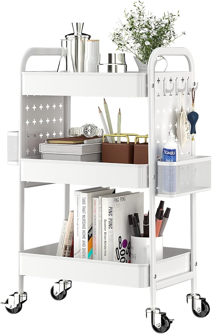 TOOLF 3-Tier Rolling Cart, Metal Utility Storage Cart by TOOLF
