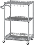 Metal Carts with Wheels, 3 Tier Rolling Utility Carts with Storage, Steel Wire by Alexayhome