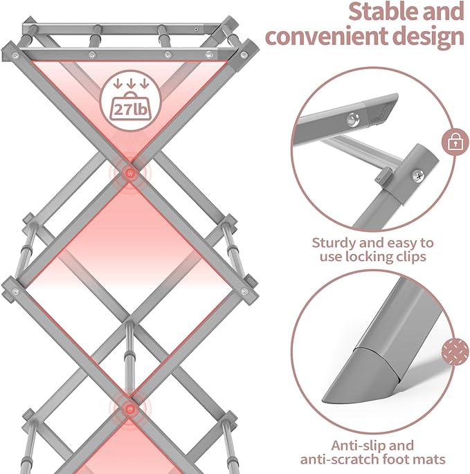 APEXCHASER Clothes Drying Rack, 3-Tier Laundry Drying Rack - Image 7