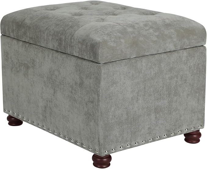Joveco Storage Ottoman Foot Rest Stool, Light Grey by Joveco