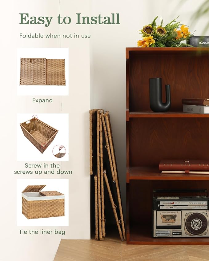 Storage Basket with Lid Wicker Baskets - Image 6