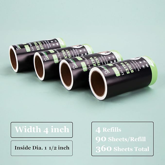 4 inch Lint Roller Refills for Amazon IKEA Evercare and Others, Extra Sticky - Image 3
