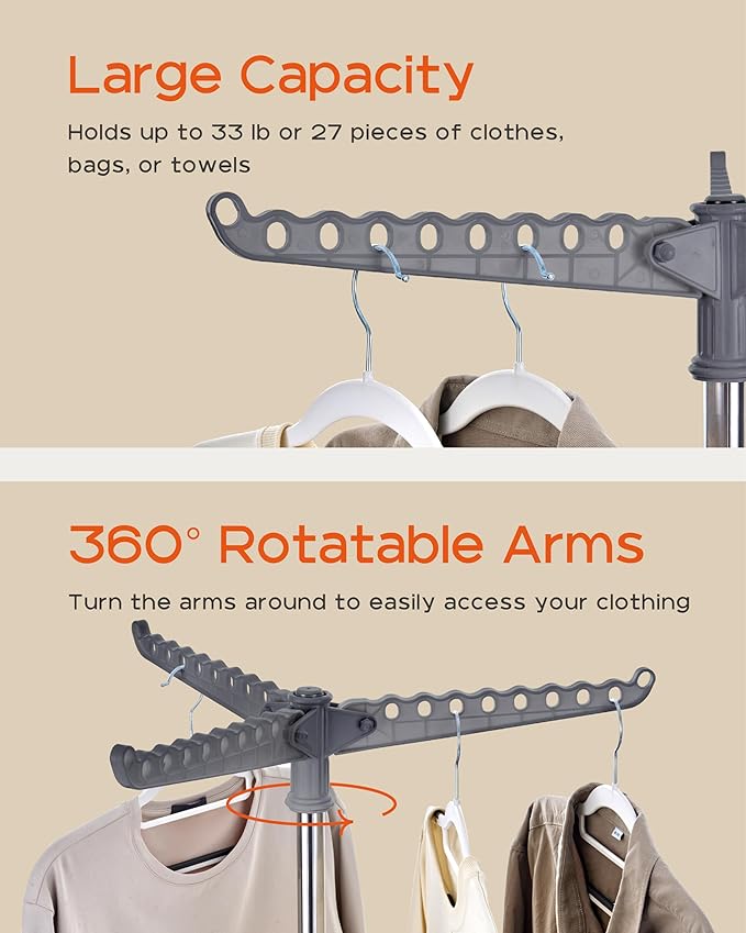 Clothes Drying Rack Foldable, 59 inch Tripod Laundry Drying Rack Indoor - Image 4