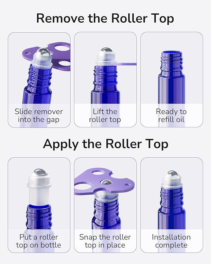 ULG Essential Oil Roller Bottles 48 Pack 10ml Cobalt Blue Glass Empty Bottles - Image 6