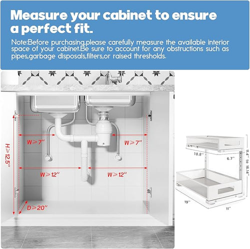 1 Pack 19IN Depth Under Sink Storage Organizer, Large 2-Tier Elegant Mesh Pull - Image 2