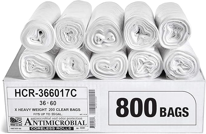 Aluf Plastics High Density Trash Bags, 55 Gallon, 17 Micron, by AlufPlastics