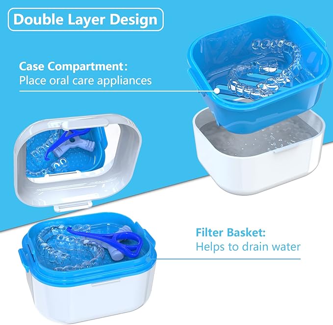 BVN Denture Case Denture Cup for Soaking Dentures Retainer Cleaner Case - Image 3