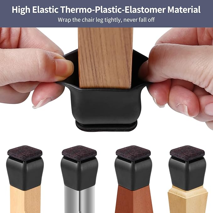 Ezprotekt 24 Pcs Square Silicone Chair Leg Floor Protectors - Image 6