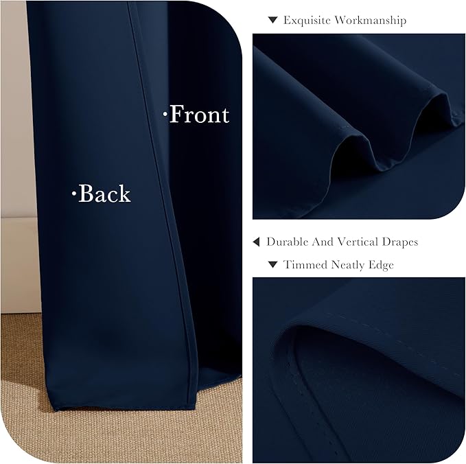 PONY DANCE Navy Blue Blackout Short Curtains - Image 6