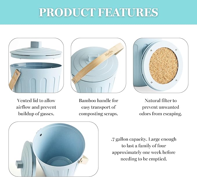 Martha Stewart Indoor Compost Bin | Countertop Composting Bucket - Image 8
