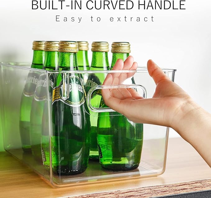 Set Of 8 Clear Pantry Organizers Bin, 4 Large and 4 Small Stackable Organizing - Image 2