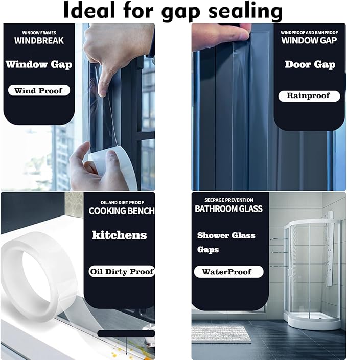 Transparent Window Weather Sealing Tape 2 Inch x 16.5 FT Weather Stripping - Image 3