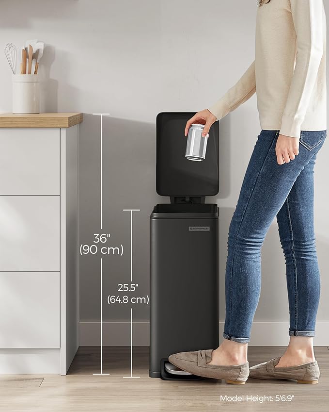 SONGMICS Slim Trash Can, 13-Gallon Garbage Can - Image 7
