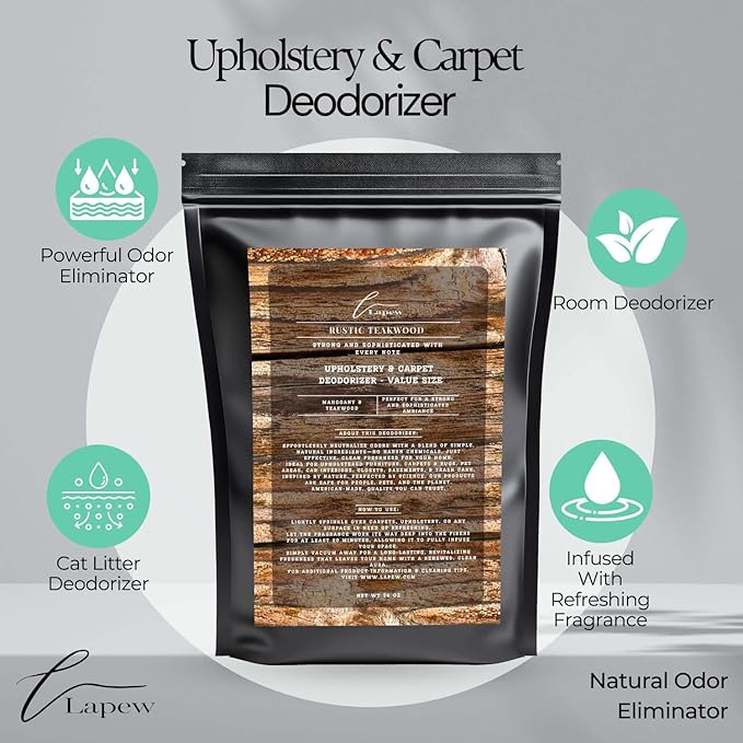 Rustic Teakwood Carpet Freshener Powder Refill 36 oz | Powerful Odor Eliminator - Image 3