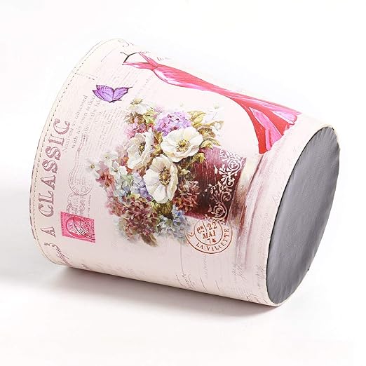 PU Leather Small Trash Can Wastebasket, Round Garbage Container Basket - Image 6