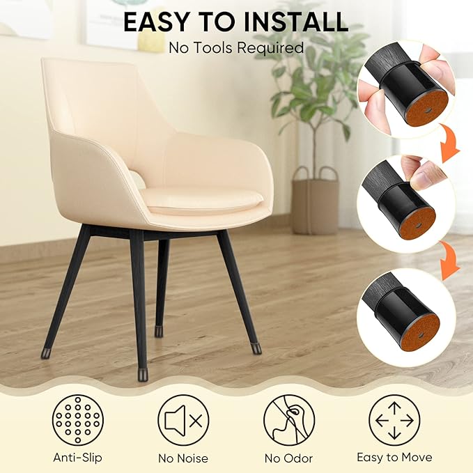 BALEINE 16 Pack Silicone Chair Leg Floor Protectors, Stool Leg Protectors Cap - Image 6
