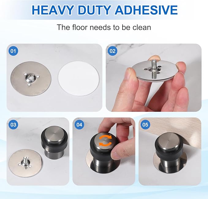 PATIKIL 3Set Round Door Stoppers, 60mm Stainless Steel Door Stop Doorstop Wedge - Image 5