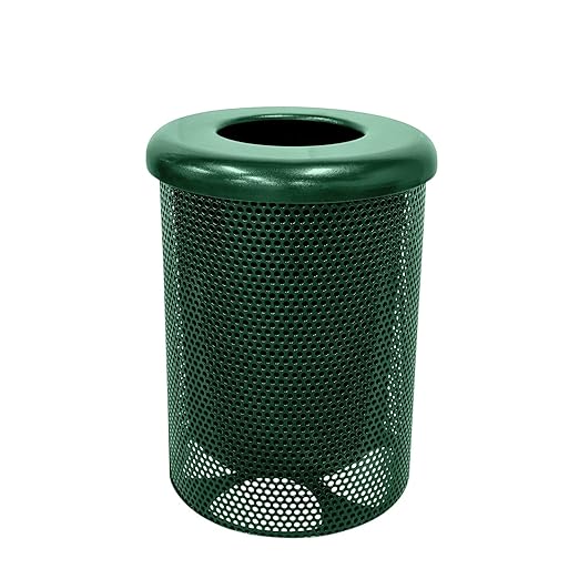 COATEDOUTDOORFURNITURE RFT-P-GRN Heavy Duty Round Trash Receptacle by CoatedOutdoorFurniture