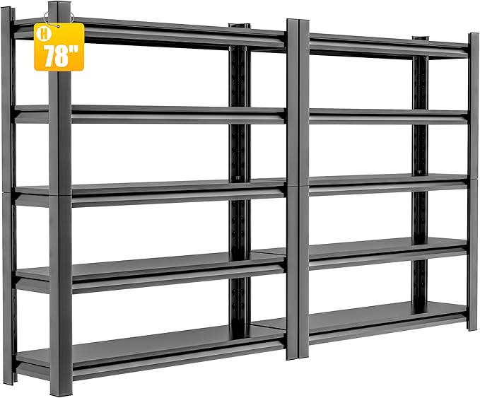 78" H 47.2" Wide 2Pieces Garage Shelving, Thickened Heavy Duty Metal Shelving by HzdbhdGarageShelving