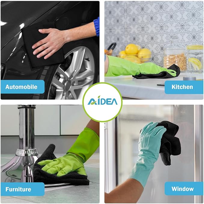 AIDEA Microfiber Cleaning Cloth Black 12PK, Microfiber Towels - Image 4