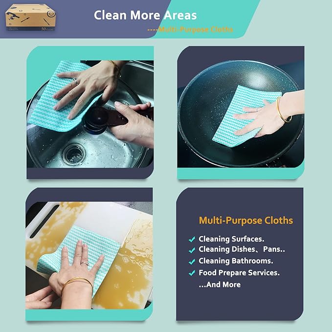 Heavy Duty Wipes Dish Cloths 50Pieces Reusable Wipes Multi-use Cleaning Cloths - Image 9