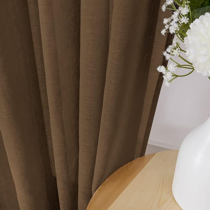 Tollpiz Sheer Curtains Linen Textured Bedroom Curtain Sheers Light Filtering - Image 3