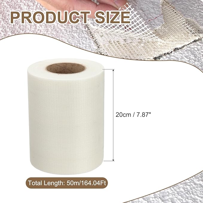 PATIKIL Drywall Repair Mesh Tape, 8 inch x 164 ft Fiberglass Repair Patch - Image 2