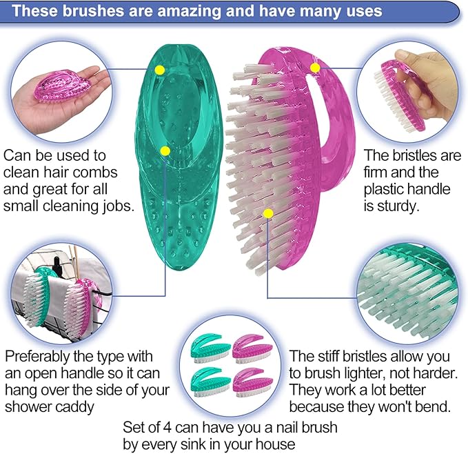 Handle Grip Nail Brush for Cleaning Fingernails Hands & Under Nails, Stiff - Image 3