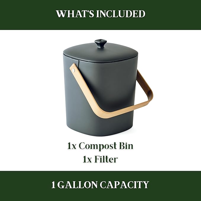 Bamboozle Countertop Compost Bin Kitchen | 1 Gallon | Odorless Composting Bin - Image 3