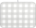 Buffalo Plaid Gray White Dish Drying Mat by Wamika