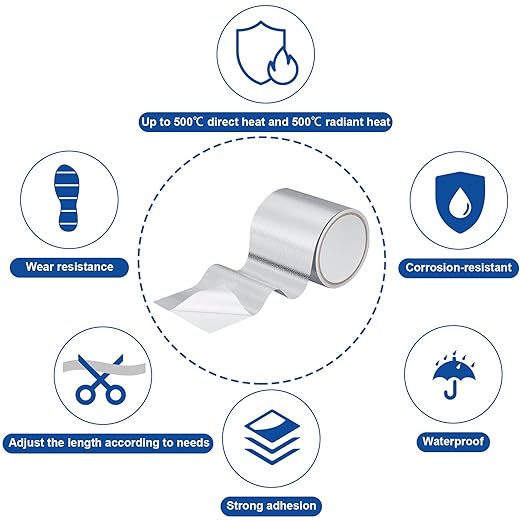 Zonon 2 Rolls Aluminum Foil Tape Heat Shield Tape Barrier Adhesive Reflective - Image 3