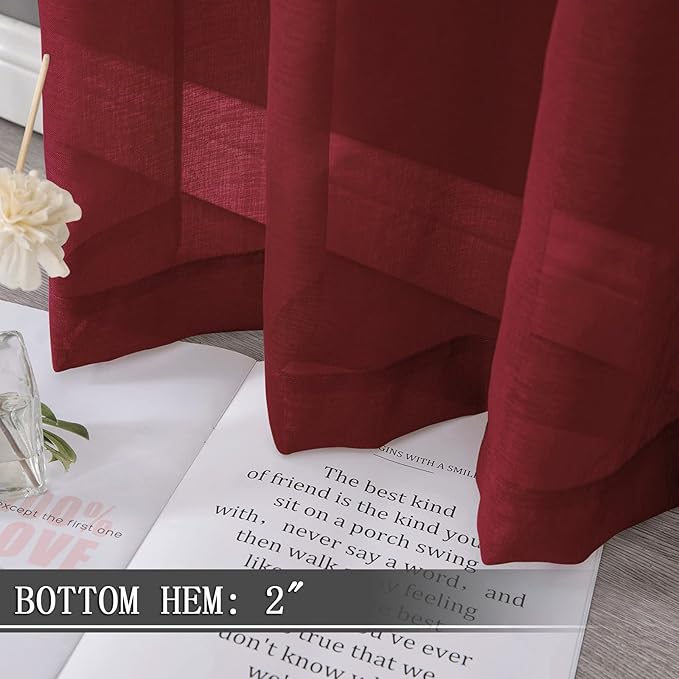 Tollpiz Sheer Curtains Linen Textured Living Room Curtain Sheers Light - Image 4