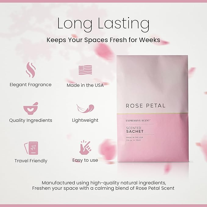 Expressive Scented Fresh Scent Pouches – Perfect Rose Petal Air Freshener – - Image 3