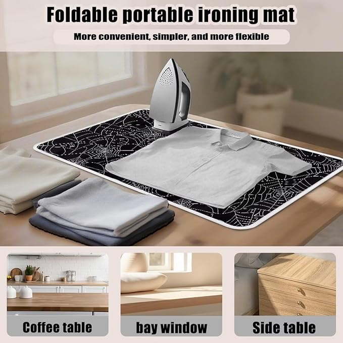 Spider Web Ironing Mat Black Heat Resistant Ironing Blanket Thick Portable - Image 6